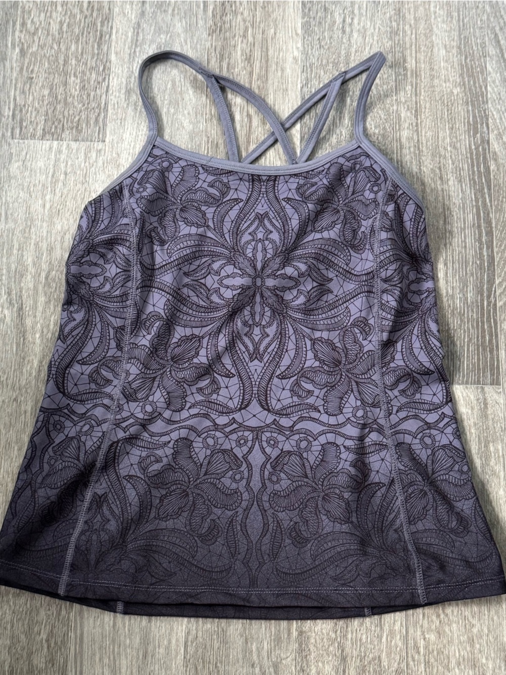 Athleta Gray and Black Floral Strappy Women's Tank Top, Small